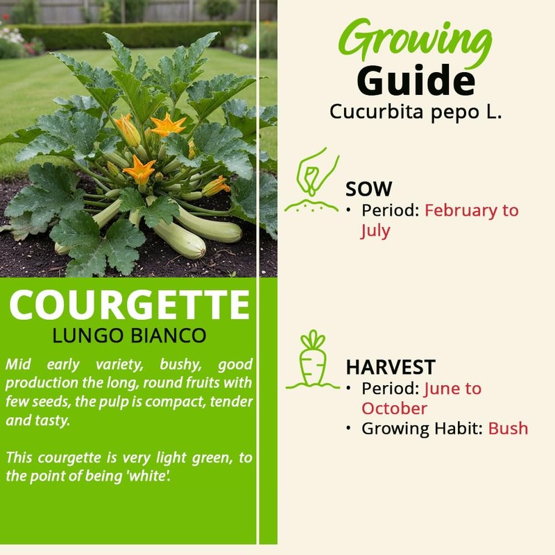 Courgette Zucchino Lungo Bianco – Light Green Italian Variety –