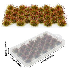 Cayway Miniature Grass Cluster, Static Grass Tuft Model Vegetation Groups for DIY Model Train Landscape Railroad Scenery Grass Tufts Flower (Green and Red)
