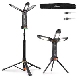gogonova 2025 Rechargeable Work Light with Stand, 4 in 1 Cordless Camping Light, 700/1200/2200 Lumens, 4000/6500K Dimmable LED Work Lamp with Detachable Tripod（Grey）