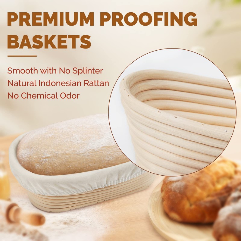 Rorecay Banneton Bread Proofing Baskets Set of 2, 10 Inch