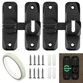 Pack of 2 Sliding Door Lock Gate Bolt Door Lock Interior Lock Sliding Door Lock 90° and 180° Mounting Illuminated Door Lock Suitable for Most Interior and Exterior Doors and Windows