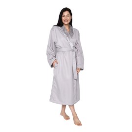 Mansfield, Unisex Spa Microfiber Shimmer Lined Shawl Collar Robe, Dove Grey, S/M