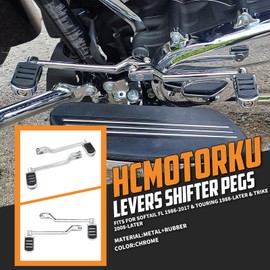 HCmotorku Motorcycle Heel Toe Shift Lever Front Rear Levers w/Shifter Pegs Fit for Harley FL Softail 1986-2017 Touring 1988-2025 Trike 2008-2025 (Chrome)