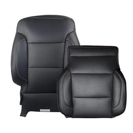 Prefer Warehouse Driver Bottom & Driver Top Leather Seat Cover Compatible with 2014-2019 Chevy Silverado LTZ, GMC Sierra 1500 2500 2500HD 3500 3500HD, Front Side，Black (Driver Bottom & Top)