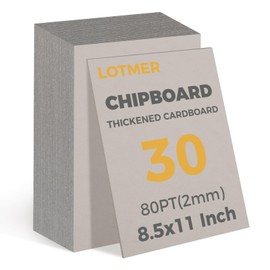 LOTMER 30 Sheets Heavy-Duty Chipboard Sheets 8.5 x 11 in 80 PT-2MM Thick, Chip Board for Binding Covers for Crafts, Scrapbooking, Photo Backing, DIY Projects