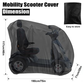 Newthinking Mobility Scooter Cover 190x71x117cm, 210D Oxford Fabric Waterproof Disability Scooter Covers with Storage Bag, Anti Dust Waterproof ATV Scooter Protection Cover for Outside Storage