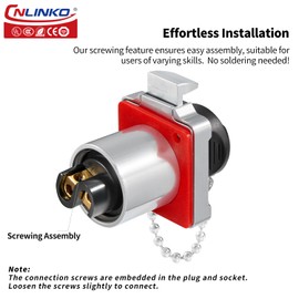 CNLINKO BD-24 Industrial Waterproof Connector IP68 Circular Connector Built-in Socket Aviation Plug Anti-Interference Shell Aviation Connector M24 Flange Socket (2 Pin)