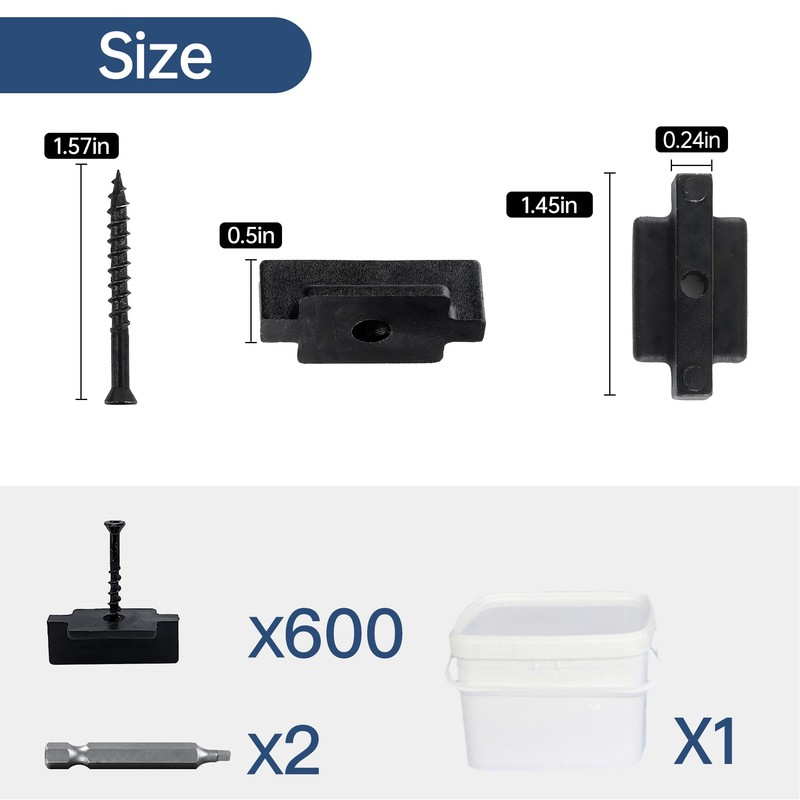 600PCS Hidden Fasteners Deck Fastener Clip Universal Nylon Clips Decking