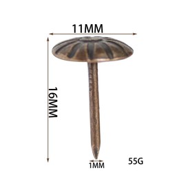 100 Pieces Vintage Upholstery Pins, Decorative Furniture Nails, Nails for Wood, Message Board, Photo Wall, Push Pins for Wall Map, Antique Brass