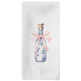Tzhim Chinoiserie Decor Kitchen Towels, Blue and White Porcelain Hand Towels, Preppy Trendy Dish Towels Dishcloths Tea Towels for Kitchen, Pink Coquette Bow Champagne Kitchen Bathroom Decor, 16x24in