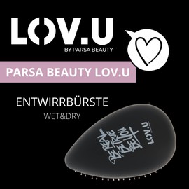 PARSA Beauty LOV.U Detangling Brush Wet & Dry (Black) - Hair Brush with Multi-Flexible Nylon Pins - Hair Brush - Hair Brush - Hair Brush - Hair Brush Women - Hair Brush