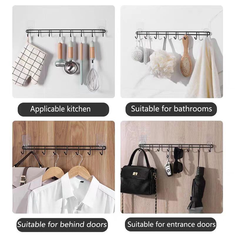 Qinsky Kitchen Utensil Hangers with 6 Hooks,2pcs Wall Mount Utensil