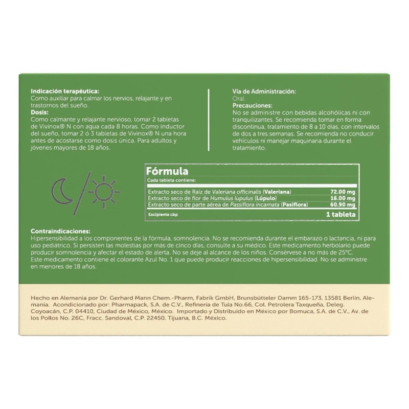 Vivinox-n Medicamento Herbolario 100 Tablet