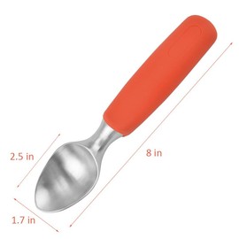Multipurpose Pro Heavy Duty Stainless Steel Ice Cream Scoop with Comfortable Handle and Ergonomic Non-Slip Grip (Red Style I)