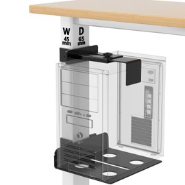 Under Desk PC Mount, No-Drill CPU Holder for 65x45mm Standing Desk Legs