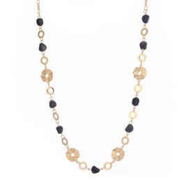 Dazylleco Gold Women's Long Pearl Necklace Statement Long with Stone Beads Gifts for Women Gold Fashion Jewellery, Stone, No Gemstone