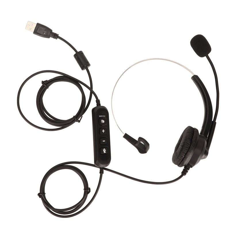 USB Business Headset Noise Reduction Single Sided Ear Headphone Supports