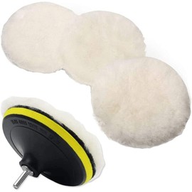 IPELY 6 Pcs 7 Inch Wool Polishing Buffing Pad Polishing Buffing Wheel for Drill Buffer Attachment with M14 Drill Adapter