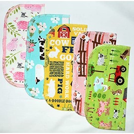 Gina's Soft Cloth Shop 1 Ply Printed Flannel 8x8 Inches Little Wipes Set of 5 Farm Life- Proudly Made in the USA!