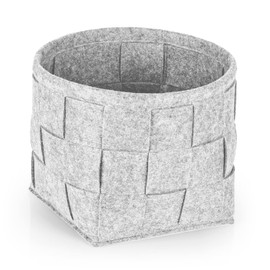 N8WERK Felt Storage Basket 24 x 24 x 24 cm Ideal for Storing Firewood & Magazines Durable & Versatile Foldable Storage Basket Suitable for Shelves [Light Grey]