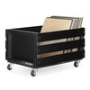 Navaris Wood Record Crate with Wheels - Vinyl Album Storage