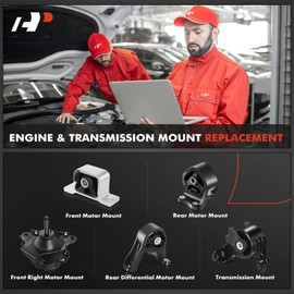 A-Premium 5PCS Engine Motor Mount and Transmission Mount Set Compatible with Honda CRV 2002 2003 2004 2005 2006 L4 2.4L, 4WD Automatic Transmission
