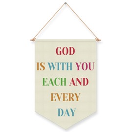 Christian Bible Verses Gift Hanging Pennant Flag Banner Christian Decor for Nursery Bedroom Home Kids Girl Boy Religious Inspirational Gift Christmas Birthday Presents Cotton Linen