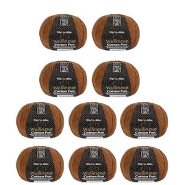 Wollbiene Cotton Fun Knitting Wool 55% Cotton - Various Colours Selection, Yarn, Amigurumi Jeans 10 x 50 g (09 Light Brown)