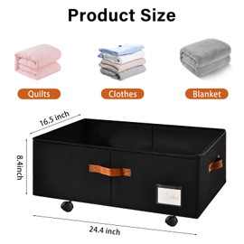 Freebat Under Bed Storage Organizer with Wheels,Underbed Container with Clear Lid Cover，Storage Bag Box with Visiable Window for Clothes, Bedsheet，Pillow, 2 Pack