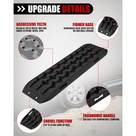FieryRed Traction Boards Offroad, Recovery Boards with 2 Leashes and Carry Bag, 2Pcs Traction Mat Recovery Tracks for Sand Mud Snow Track Tire Ladder 4X4 (Black)