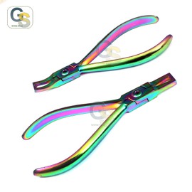 G.S Set of 2 Multi Titanium Color Rainbow Bracket Remover PLIER Straight & Curved Orthodontic Instruments Best Quality