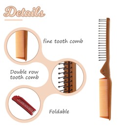 Folding Hair Comb, 2 Pcs Foldable Travel Hair Brushes for Women, Double Headed Small Travel Comb Set Portable Scalp Massagers Mini Compact Pocket Size Detangling Comb Anti-Static Purse Brush for Hair