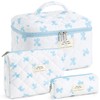 UUYUUY Quilted Cotton Makeup Bag, Blue Bow, Literature and Art