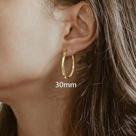 Dochais Gold Hoop Earrings for Women 14K Real Gold Plated Hoop with 925 Sterling Silver Post, Alloy Steel