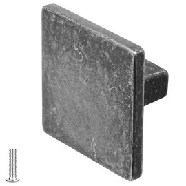 Decoranddecor Calla Square Cabinet Knob Door Pull Handle Kitchen Cupboard Furniture Drawer (1 Pack, Antique Silver)