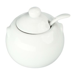 Bia Cordon Bleu White Porcelain Sugar Bowl With Cover and Spoon