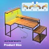 L Shaped Gaming Desk with Shelves & Hooks, 56" Reversible