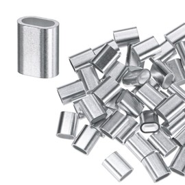 M METERXITY 50-Pack Aluminum Crimping Loop Sleeves, 3mm 1/8" Single Round Barrel Wire Rope Sleeves Cable Ferrule for Wire Rope/Cables Crimping Loop Sleeve