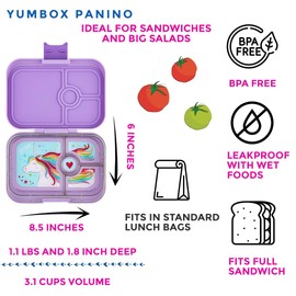 Yumbox Panino Leakproof Bento Lunch Box Container for Kids & Adults (Lavande Purple Unicorn)