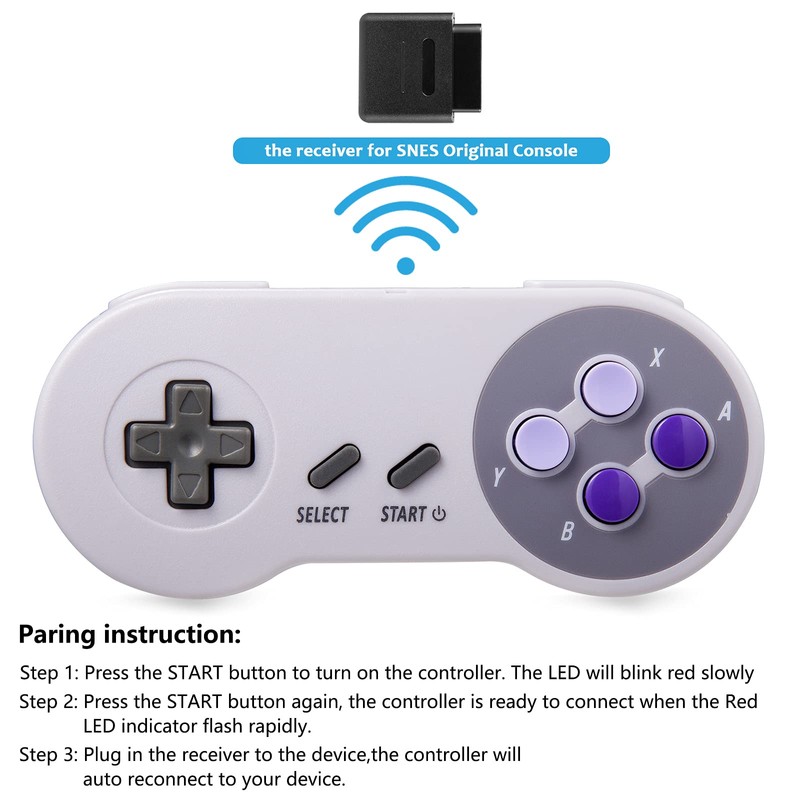 KIWITATA 2 Pack 2.4GHz Wireless Controller for SNES Original Console,