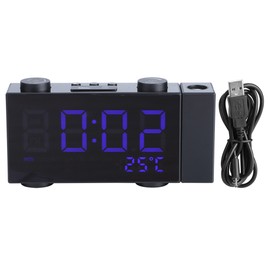 LED Digital Projection Alarm Clock Table Clock with FM Radio USB Charging for Home Bedroom