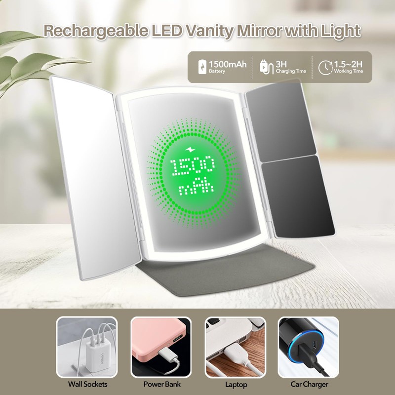 Makeup Mirror,Vanity Mirror with Lights,2X/5X,White