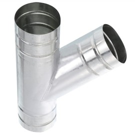 TOP-VIGOR 4" Inch to 4" Inch Wye Shape Duct Splitter, 45° Degree Dust Fitting Adapter, 3 Way Duct Hose Connector, Galvanized Steel Branch for Exhaust Fan, Dryer Vent Hose, Industrial HVAC Ventilation