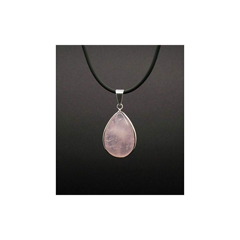 Rose Quartz Tear Drop Pendant Silver Plated