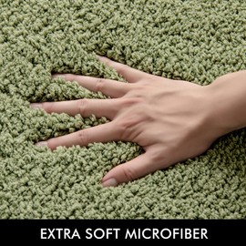 MIULEE Set of 2 Non Slip Shaggy Bathroom Rugs Extra Thick Soft Bath Mats Plush Microfiber Absorbent Water for Tub Shower Machine Washable (Sage, 16x24 Inches)