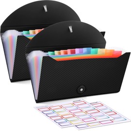 2Pcs Receipt Coupon Organizer, 13 Pockets Small Accordion File Organizer with Labels for Receipt Cards, Bill Business, Coupons Storage, 10.2X 5.1 Inches