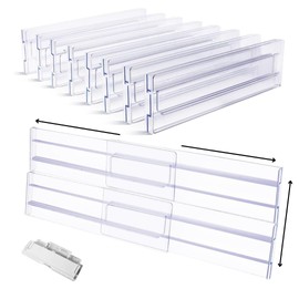 Lyfelights 8 Pack Drawer Dividers – Stackable, Adjustable & Expandable Organisers (12.2–21.4") for Deep Drawers – Clothes, Baby Items, Makeup, Kitchen & Office.