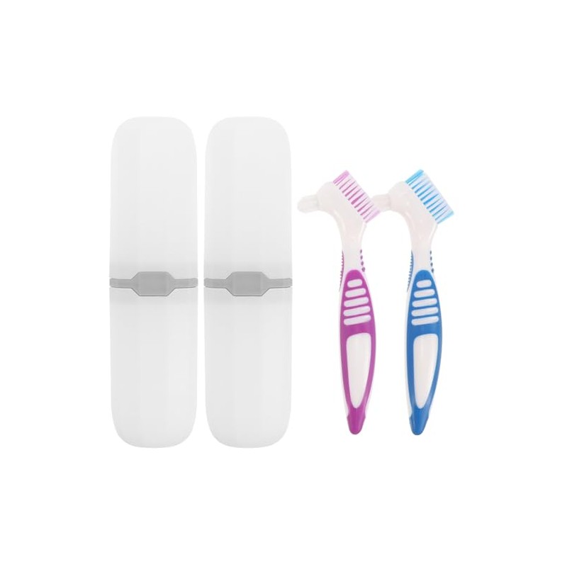 Set De Cepillos Para Dentaduras Postizas De Doble Cara Con