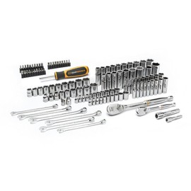 GEARWRENCH 121 Piece Mechanics Hand Tool Set - 1/4" & 3/8” Drive | 90 Tooth | SAE & Metric | GW90SCBMTS