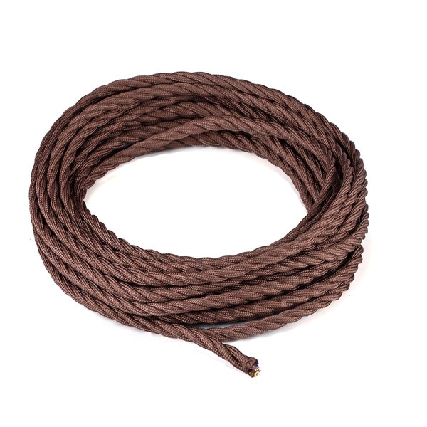 10 Meters 3 Core Brown Braided Electrical Cable Licperron Vintage Antique Cloth Covered Fabric Twisted Electrical Wire for DIY Industrial Pendant Light, VDE Certification